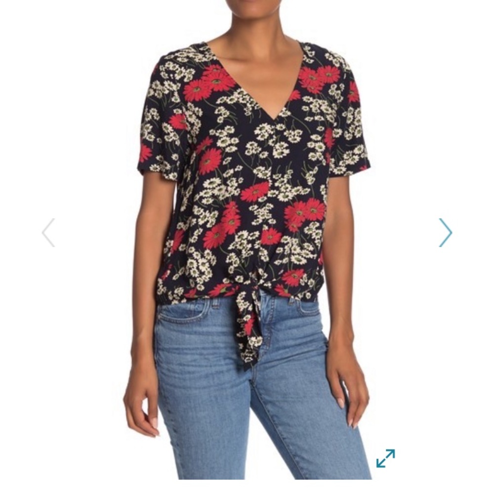 Madewell Novel Floral tie-front top
